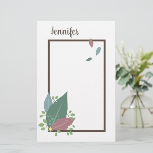 Persoonlijke naam in vether boho-lijst briefpapier (Staand voorkant)