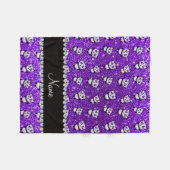 Persoonlijke naam indigo paarse glitter pandas fleece deken (Voorkant (Horizontaal))