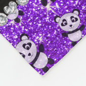 Persoonlijke naam indigo paarse glitter pandas fleece deken (Hoek)