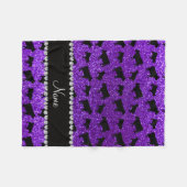 Persoonlijke naam indigo paarse glitterkoeien fleece deken (Voorkant (Horizontaal))