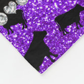 Persoonlijke naam indigo paarse glitterkoeien fleece deken (Hoek)