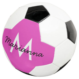 Persoonlijke naam Initiaal Girly Bright Pink Voetbal