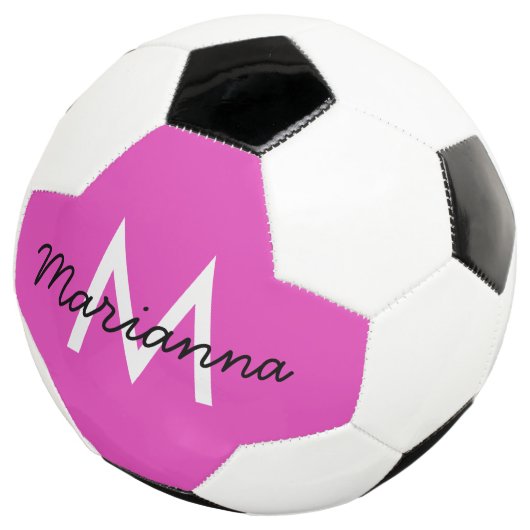 Persoonlijke naam Initiaal Girly Bright Pink Voetbal (Drie kwart)