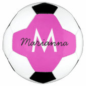 Persoonlijke naam Initiaal Girly Bright Pink Voetbal (Voorkant)