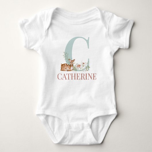 Persoonlijke naam Initiaal Letter C Baby Bodysuit (Voorkant)