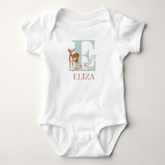 Persoonlijke naam Initiaal Letter E Baby Bodysuit (Voorkant)