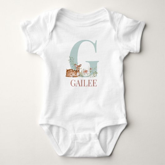 Persoonlijke naam Initiaal Letter G Baby Bodysuit (Voorkant)