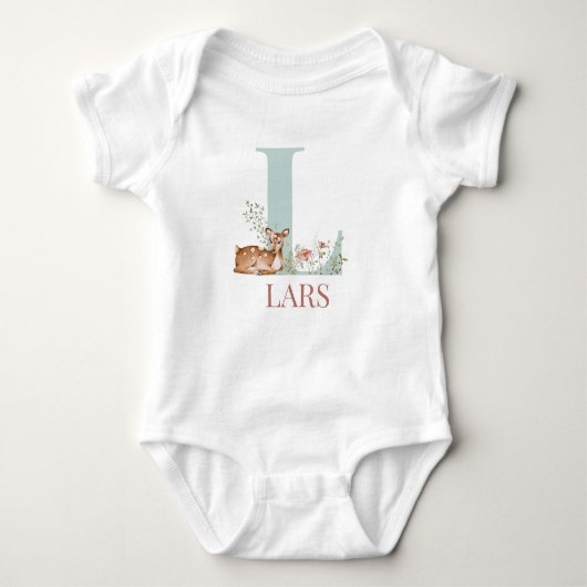Persoonlijke naam Initiaal Letter L Baby Bodysuit (Voorkant)