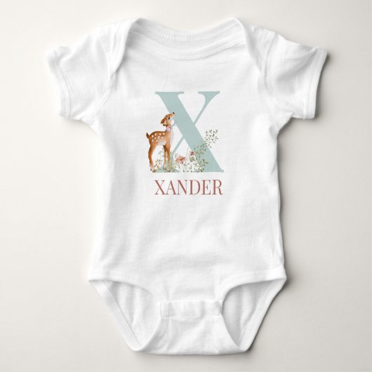 Persoonlijke naam Initiaal Letter X Baby Bodysuit (Voorkant)