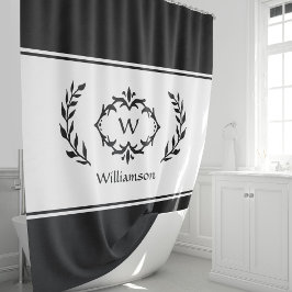 Persoonlijke naam initiaal zwart wit monogram douchegordijn