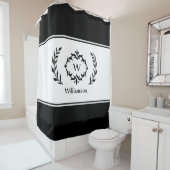 Persoonlijke naam initiaal zwart wit monogram douchegordijn (In situ)