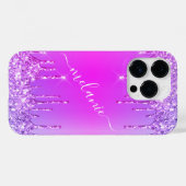 Persoonlijke naam iPhone Case Paars Pink Neon (Achterkant (horizontaal))