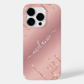 Persoonlijke naam iPhone Case Roos Blush Glitter (Achterkant)