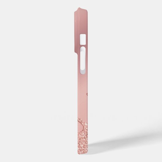 Persoonlijke naam iPhone Case Roos Blush Glitter (Achterkant / Links)