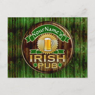 Persoonlijke naam Irish Pub Sign St. Patrick's Day Briefkaart