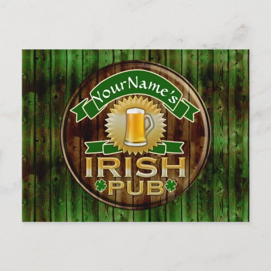 Persoonlijke naam Irish Pub Sign St. Patrick's Day Briefkaart (Voorkant)