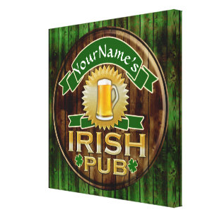 Persoonlijke naam Irish Pub Sign St. Patrick's Day Canvas Afdruk