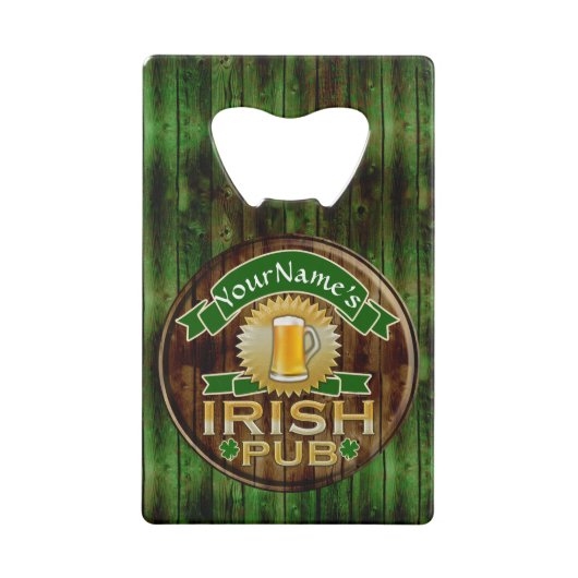 Persoonlijke naam Irish Pub Sign St. Patrick's Day Creditkaart Flessenopener (Achterkant)