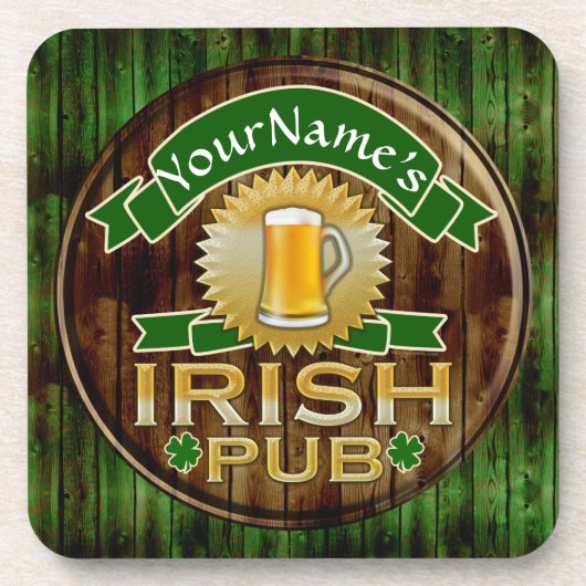 Persoonlijke naam Irish Pub Sign St. Patrick's Day Drankjes Onderzetter (Voorkant)