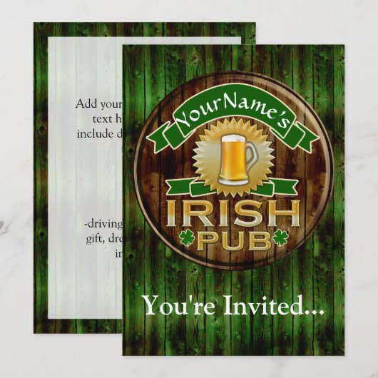Persoonlijke naam Irish Pub Sign St. Patrick's Day Kaart (Voorkant / Achterkant)