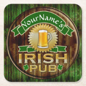 Persoonlijke naam Irish Pub Sign St. Patrick's Day Kartonnen Onderzetters (Voorkant)
