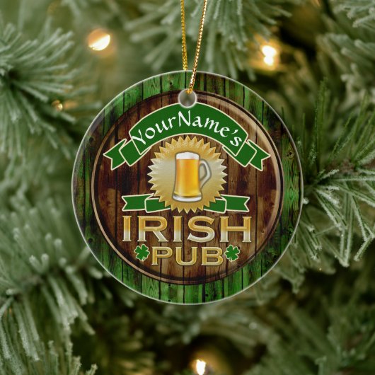 Persoonlijke naam Irish Pub Sign St. Patrick's Day Keramisch Ornament (Boom)