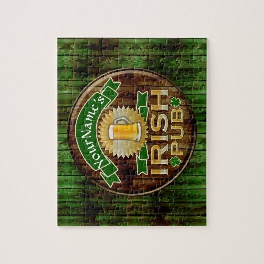 Persoonlijke naam Irish Pub Sign St. Patrick's Day Legpuzzel (Verticaal)