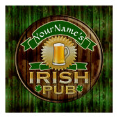 Persoonlijke naam Irish Pub Sign St. Patrick's Day Perfect Poster (Voorkant)