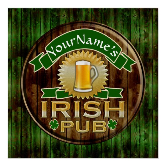 Persoonlijke naam Irish Pub Sign St. Patrick's Day Perfect Poster (Voorkant)