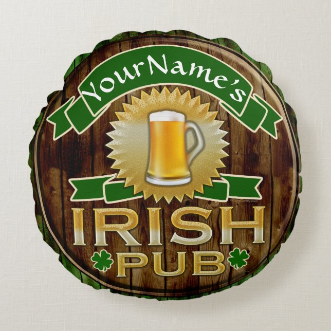 Persoonlijke naam Irish Pub Sign St. Patrick's Day Rond Kussen (Voorkant)