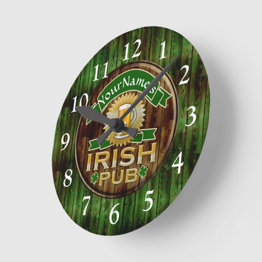 Persoonlijke naam Irish Pub Sign St. Patrick's Day Ronde Klok (Hoek)