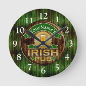 Persoonlijke naam Irish Pub Sign St. Patrick's Day Ronde Klok (Voorkant)