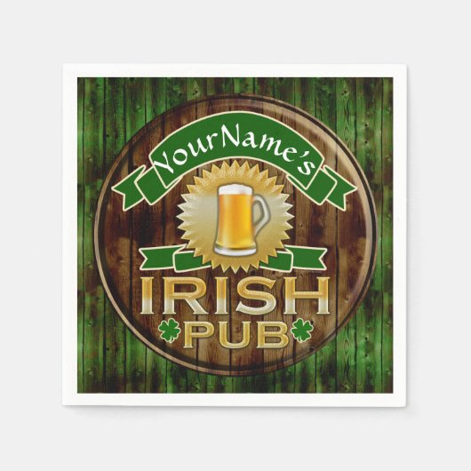 Persoonlijke naam Irish Pub Sign St. Patrick's Day Servet (Voorkant)