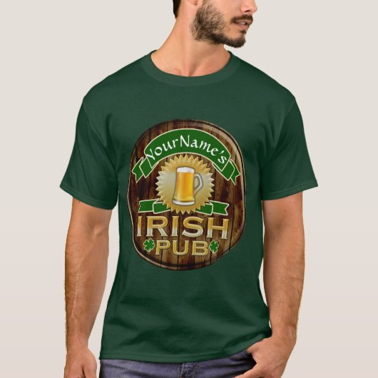 Persoonlijke naam Irish Pub Sign St. Patrick's Day T-shirt (Voorkant)