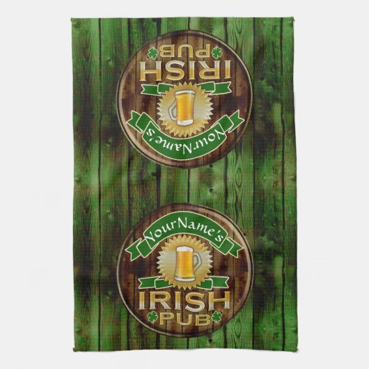 Persoonlijke naam Irish Pub Sign St. Patrick's Day Theedoek (Verticaal)
