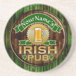 Persoonlijke naam Irish Pub Sign St. Patrick's Day Zandsteen Onderzetter
