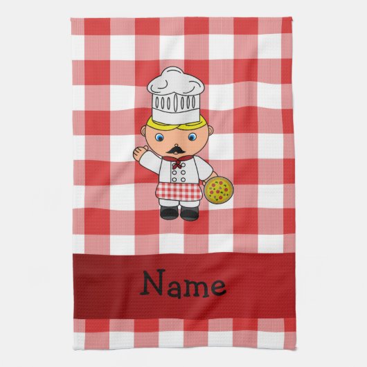 Persoonlijke naam italiaanse chef-kok-rode witcont theedoek (Verticaal)