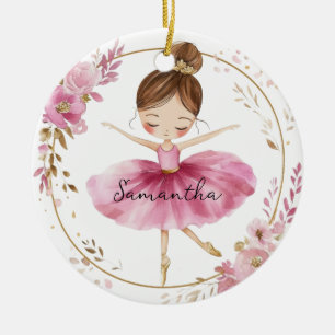 Persoonlijke naam jaar ballerina meisje keramisch ornament