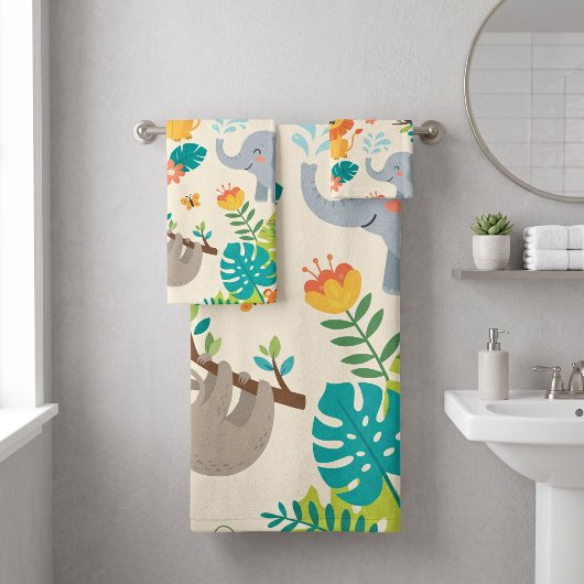 Persoonlijke naam Jungle Fun Bad Handdoek