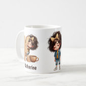 Persoonlijke naam & K Slaperige ochtend geruite ka Koffiemok (Voorkant links)