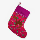 Persoonlijke naam kamelagenta snoepsnoepbogen kleine kerstsok (Voorkant (Hangend))