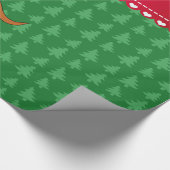 Persoonlijke naam kangaroo groene kerstbomen cadeaupapier (Hoek)