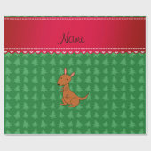 Persoonlijke naam kangaroo groene kerstbomen cadeaupapier (Vlak)