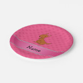 Persoonlijke naam kangaroo roze harten papieren bordje (Gekanteld)