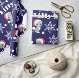 Persoonlijke Naam Katten Kerstmis Christmas Cadeaupapier