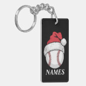Persoonlijke Naam Kerst Baseball Santa Hoed Sleutelhanger (Voorkant Links)