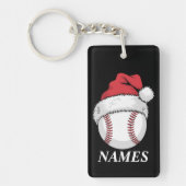 Persoonlijke Naam Kerst Baseball Santa Hoed Sleutelhanger (Voorkant)