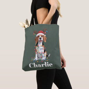 Persoonlijke naam kerst Beagle hond liefhebber Tote Bag