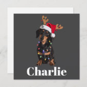 Persoonlijke naam kerst dachshund hond lichten feestdagenkaart (Voorkant / Achterkant)