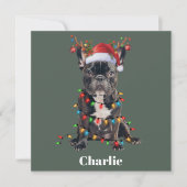 Persoonlijke naam kerst Franse Bulldog Hond  Feestdagenkaart (Voorkant)